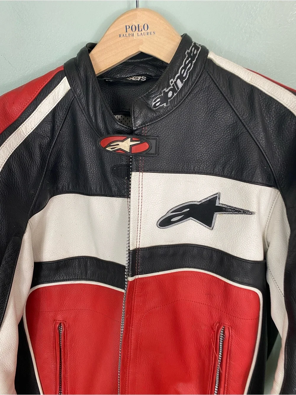 Alpinestars Leather Moto Jacket Size 40 ZIPPER NEEDS PULL THINGY